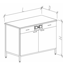 Стол-тумба с дверками с ящиками и розетками 1200 СТЛн-М с/я.р.