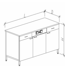 Стол-тумба с дверками с ящиками и розетками 1500 СТЛн-М с/я.р.